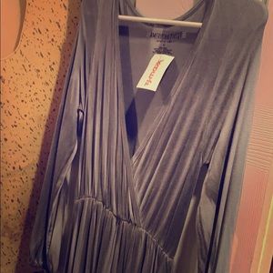 Gray tie dye long sleeve midi dress